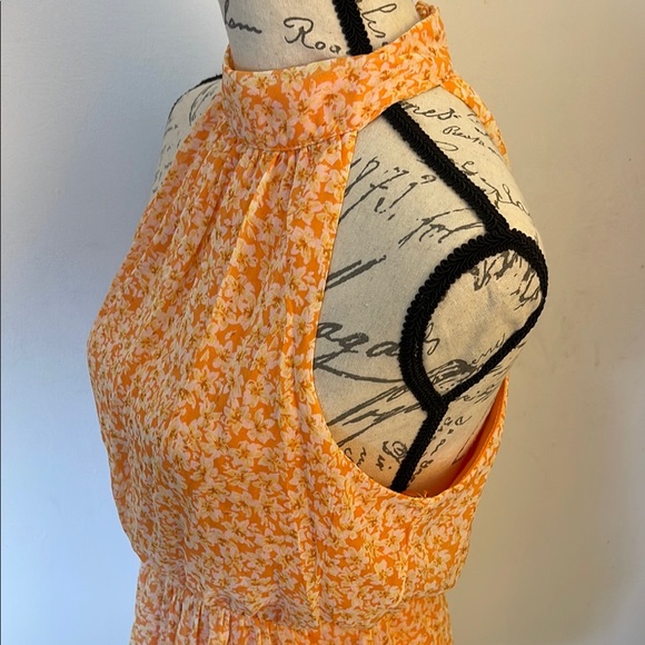 NWT Sienna Sky Orange Floral Dress chiffon like layers halter Medium - Picture 3 of 9